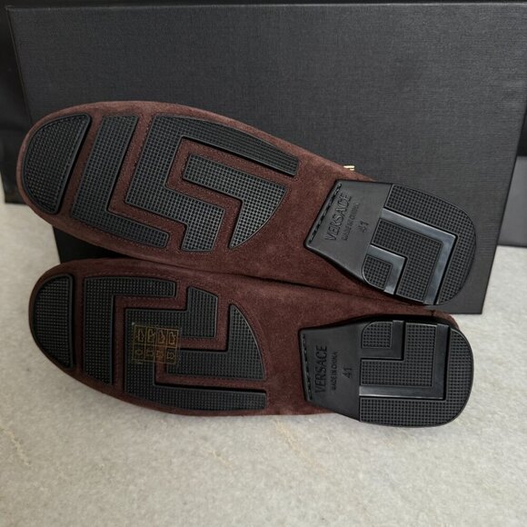 VERSACE Medusa Men's Brown Suede Driver Shoes - Picture 15 of 16